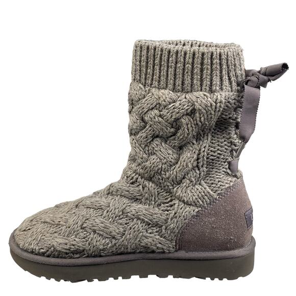 UGG Women’s Isla Grey Knit Slouchy Winter Boot Size US 7 - Picture 2 of 10